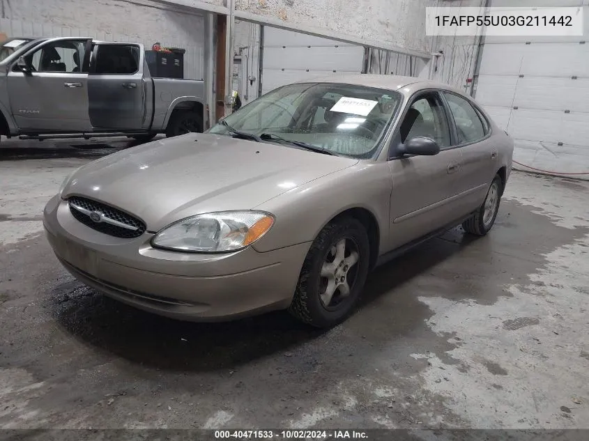 2003 Ford Taurus Ses VIN: 1FAFP55U03G211442 Lot: 40471533