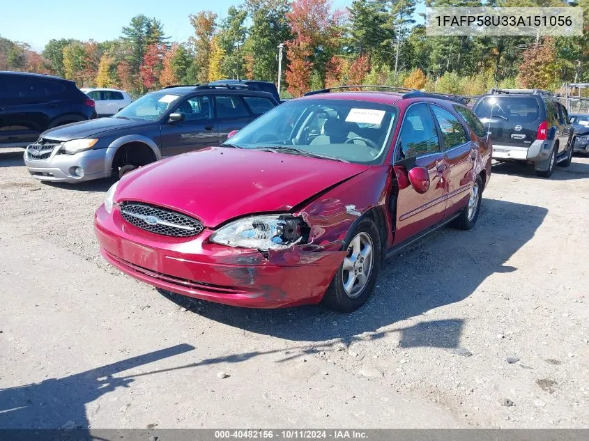 2003 Ford Taurus Se VIN: 1FAFP58U33A151056 Lot: 40482156