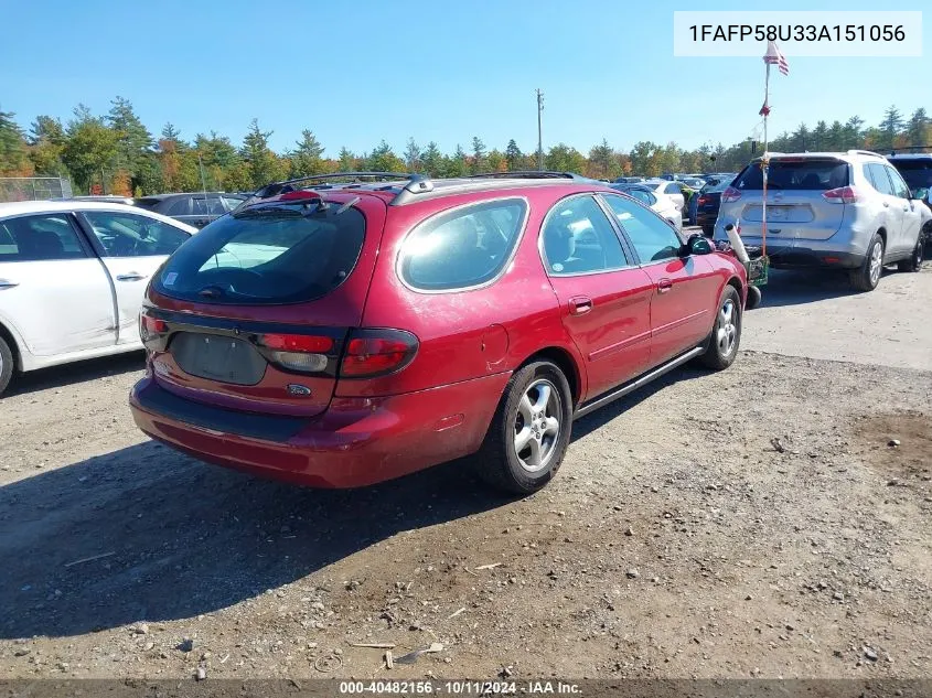 2003 Ford Taurus Se VIN: 1FAFP58U33A151056 Lot: 40482156