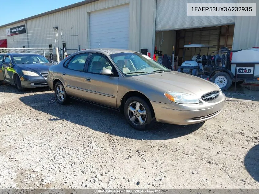 2003 Ford Taurus Se VIN: 1FAFP53UX3A232935 Lot: 40508484