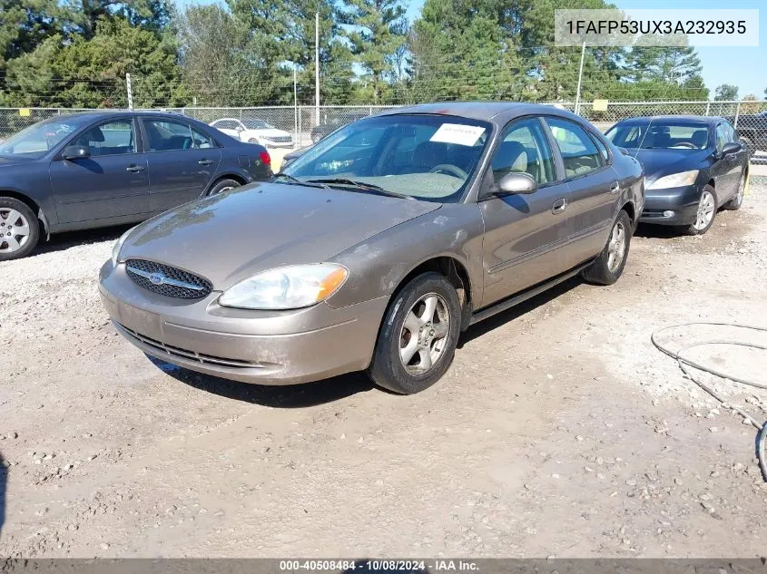 2003 Ford Taurus Se VIN: 1FAFP53UX3A232935 Lot: 40508484