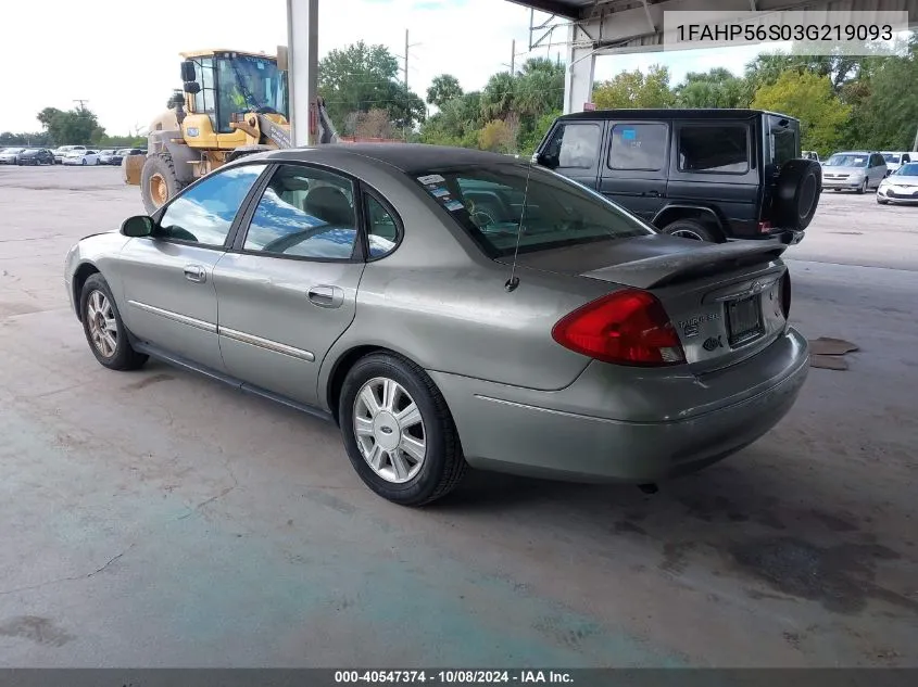 2003 Ford Taurus Sel VIN: 1FAHP56S03G219093 Lot: 40547374