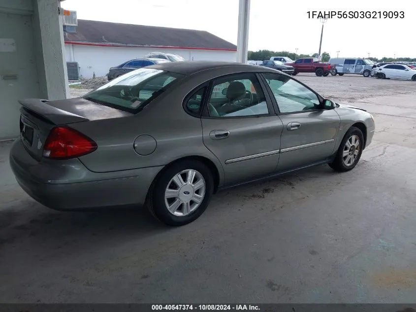 2003 Ford Taurus Sel VIN: 1FAHP56S03G219093 Lot: 40547374