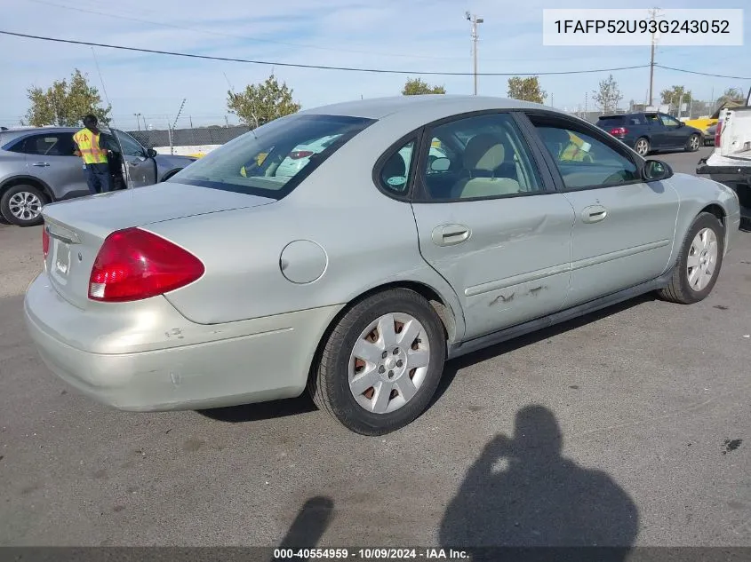 2003 Ford Taurus Lx VIN: 1FAFP52U93G243052 Lot: 40554959