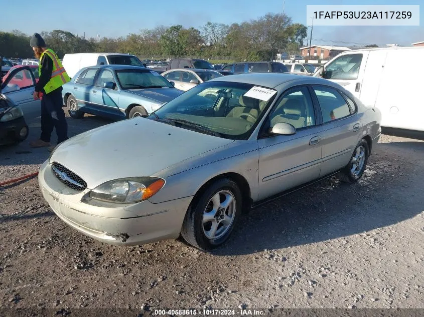 2003 Ford Taurus Se VIN: 1FAFP53U23A117259 Lot: 40588615