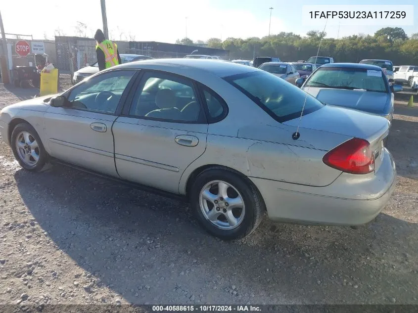 2003 Ford Taurus Se VIN: 1FAFP53U23A117259 Lot: 40588615