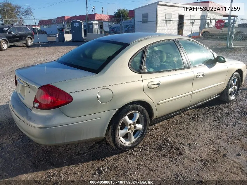 2003 Ford Taurus Se VIN: 1FAFP53U23A117259 Lot: 40588615