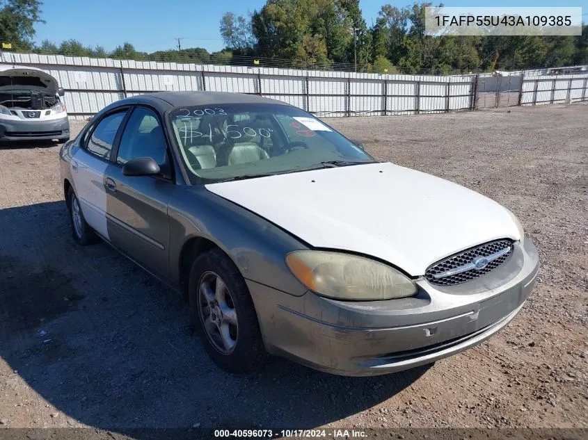 2003 Ford Taurus Ses VIN: 1FAFP55U43A109385 Lot: 40596073