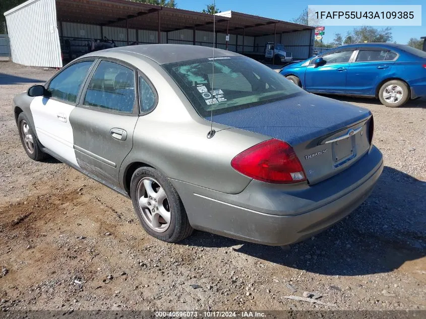 2003 Ford Taurus Ses VIN: 1FAFP55U43A109385 Lot: 40596073