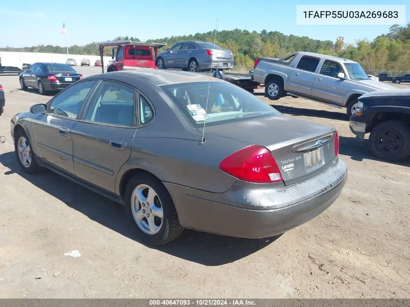 2003 Ford Taurus Ses VIN: 1FAFP55U03A269683 Lot: 40647093