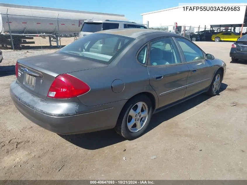 2003 Ford Taurus Ses VIN: 1FAFP55U03A269683 Lot: 40647093