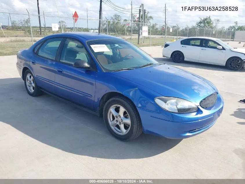 2003 Ford Taurus Se VIN: 1FAFP53U63A258528 Lot: 40656028