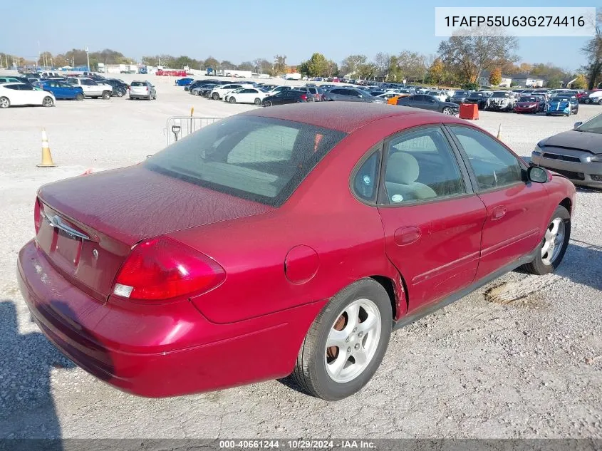 2003 Ford Taurus Ses VIN: 1FAFP55U63G274416 Lot: 40661244