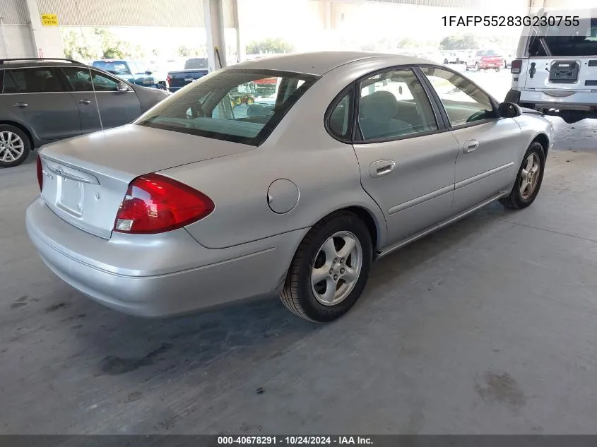 2003 Ford Taurus Ses VIN: 1FAFP55283G230755 Lot: 40678291