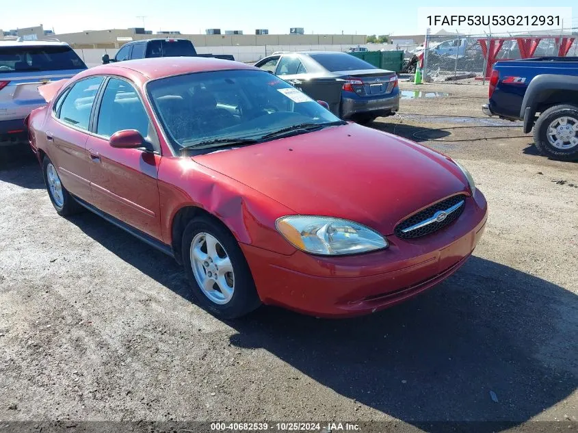 2003 Ford Taurus Se VIN: 1FAFP53U53G212931 Lot: 40682539