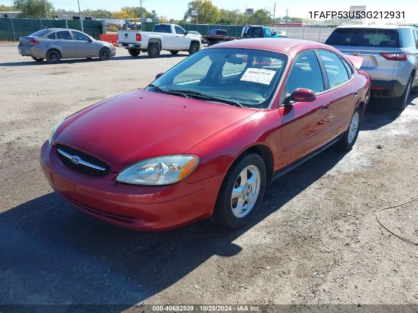 2003 Ford Taurus Se VIN: 1FAFP53U53G212931 Lot: 40682539