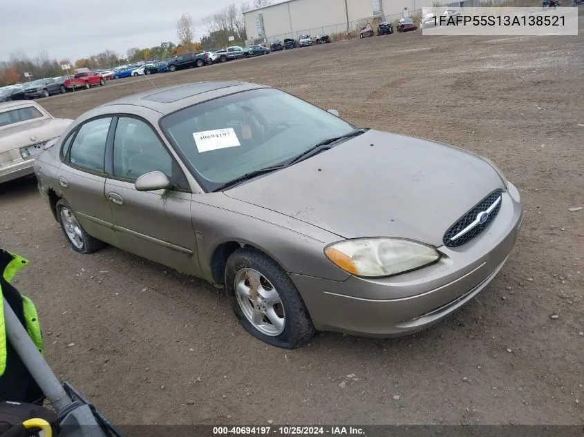 2003 Ford Taurus Ses VIN: 1FAFP55S13A138521 Lot: 40694197