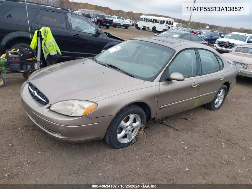 2003 Ford Taurus Ses VIN: 1FAFP55S13A138521 Lot: 40694197