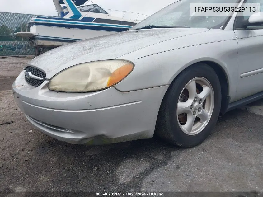 2003 Ford Taurus Se VIN: 1FAFP53U53G229115 Lot: 40702141