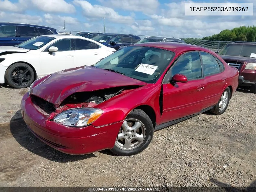 2003 Ford Taurus Ses VIN: 1FAFP55233A219262 Lot: 40709950