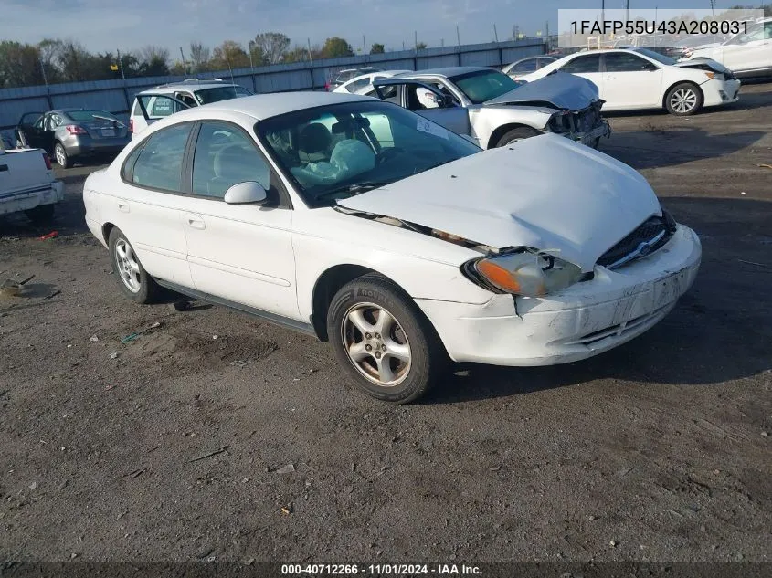 2003 Ford Taurus Ses VIN: 1FAFP55U43A208031 Lot: 40712266