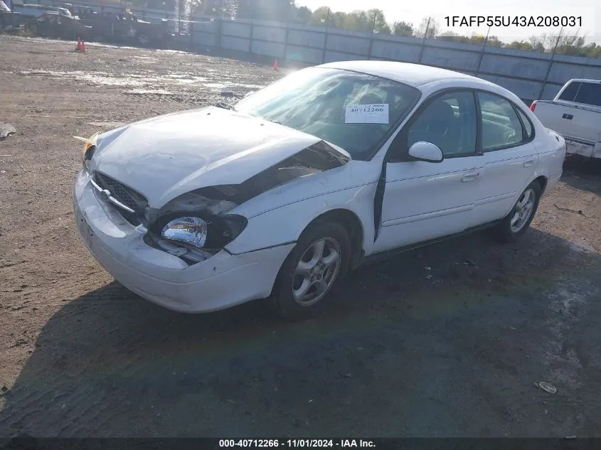 2003 Ford Taurus Ses VIN: 1FAFP55U43A208031 Lot: 40712266