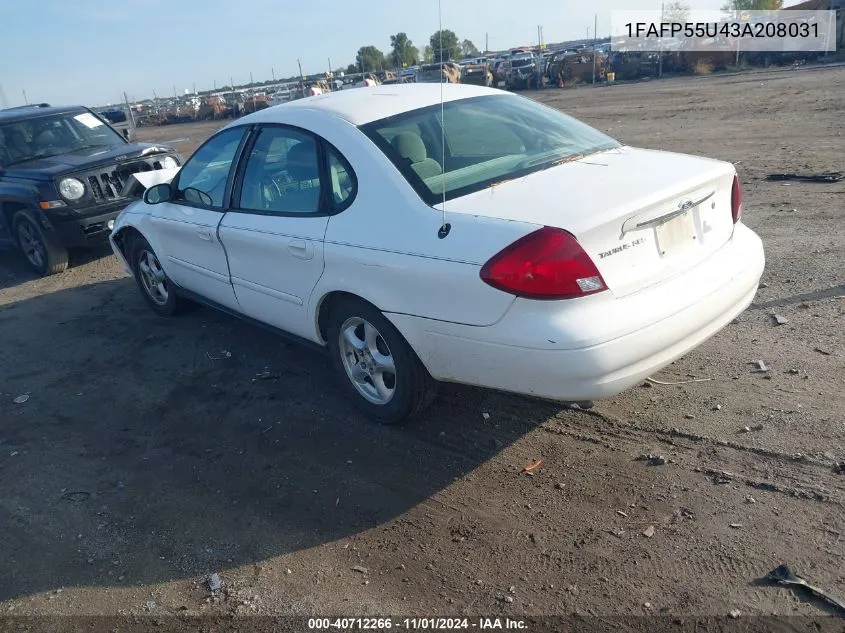 2003 Ford Taurus Ses VIN: 1FAFP55U43A208031 Lot: 40712266