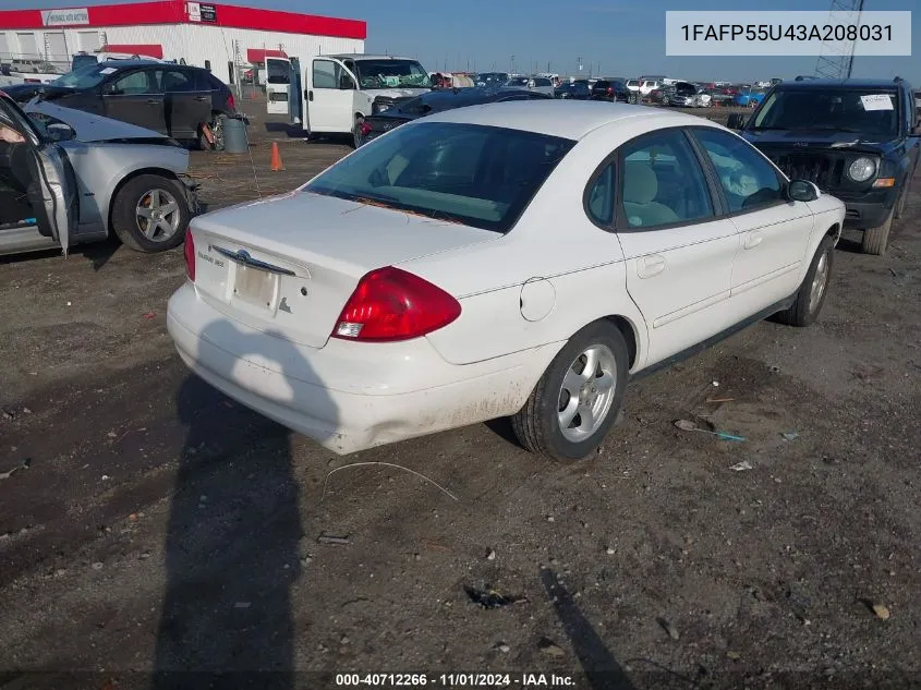 2003 Ford Taurus Ses VIN: 1FAFP55U43A208031 Lot: 40712266