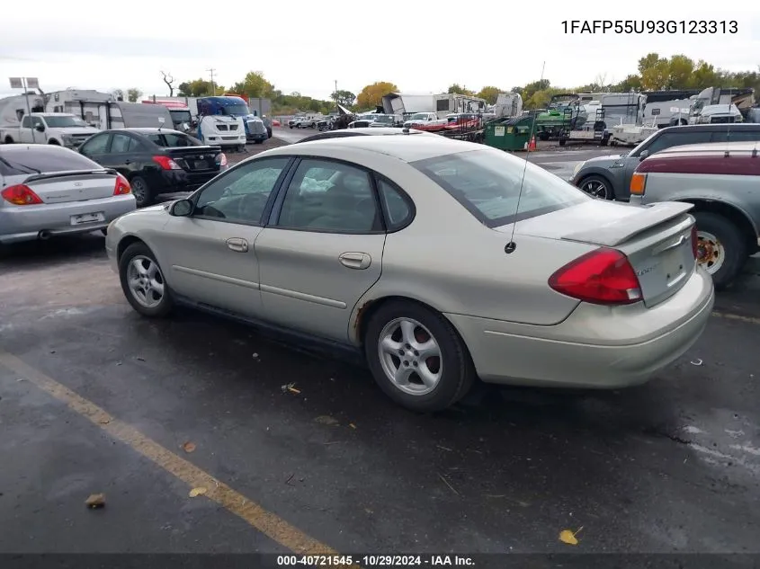 2003 Ford Taurus Ses VIN: 1FAFP55U93G123313 Lot: 40721545