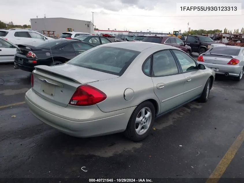 2003 Ford Taurus Ses VIN: 1FAFP55U93G123313 Lot: 40721545