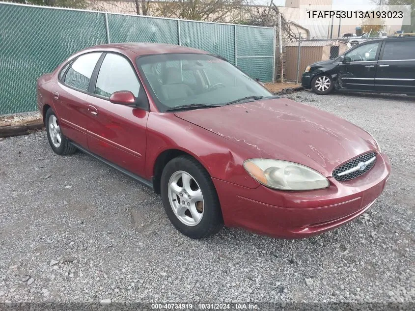 2003 Ford Taurus Se VIN: 1FAFP53U13A193023 Lot: 40734919