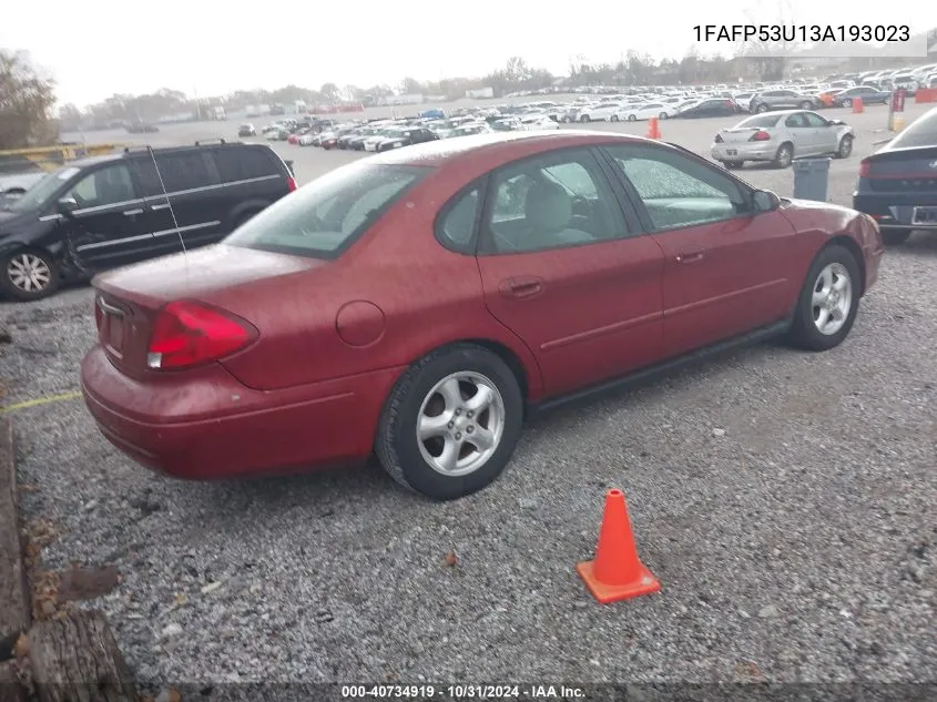 2003 Ford Taurus Se VIN: 1FAFP53U13A193023 Lot: 40734919