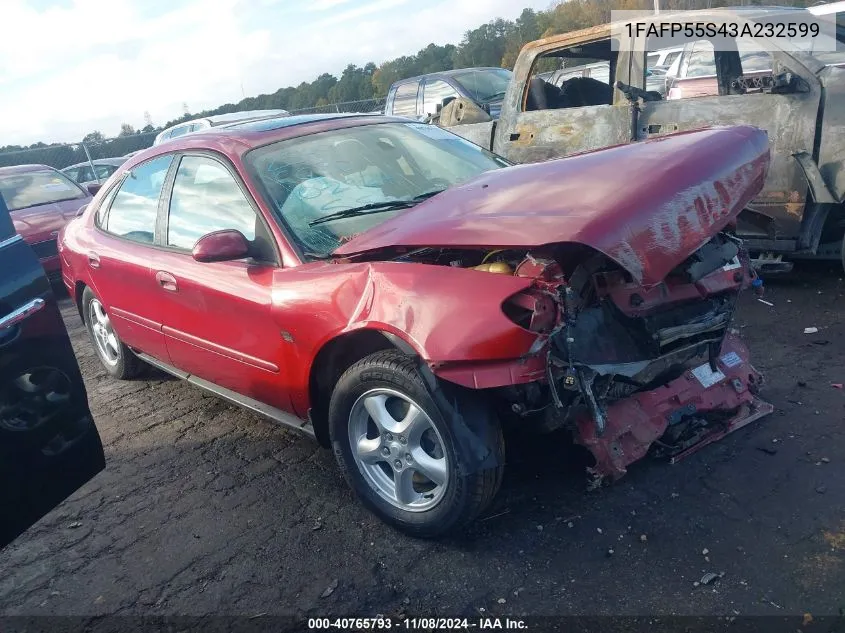 2003 Ford Taurus Ses VIN: 1FAFP55S43A232599 Lot: 40765793