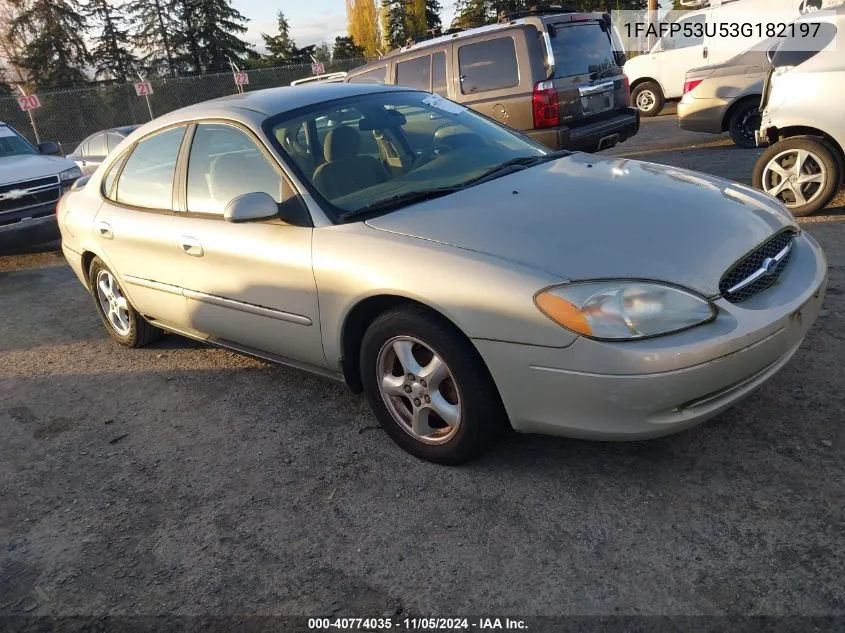 2003 Ford Taurus Se VIN: 1FAFP53U53G182197 Lot: 40774035