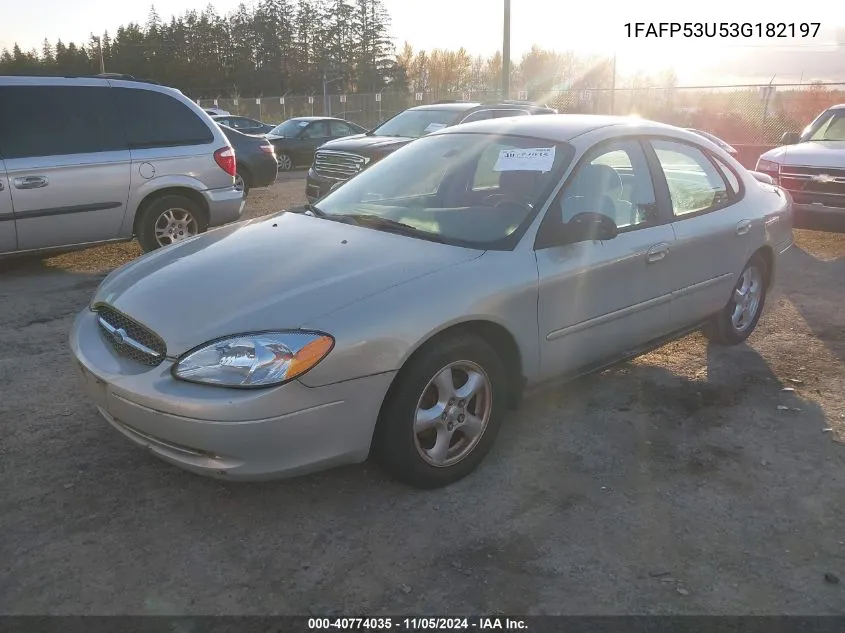 2003 Ford Taurus Se VIN: 1FAFP53U53G182197 Lot: 40774035