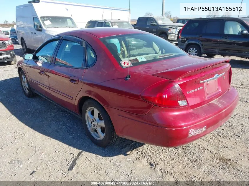 2003 Ford Taurus Ses VIN: 1FAFP55U13A165512 Lot: 40780842