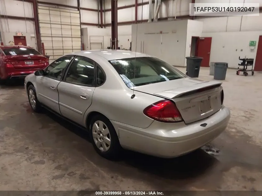 2004 Ford Taurus Se VIN: 1FAFP53U14G192047 Lot: 39399958