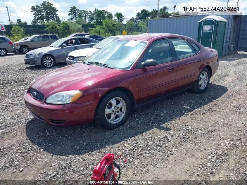 2004 Ford Taurus Ses VIN: 1FAFP55274A204281 Lot: 40158134