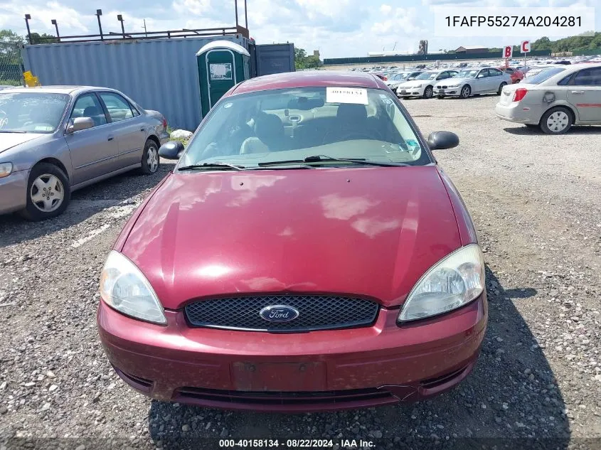 2004 Ford Taurus Ses VIN: 1FAFP55274A204281 Lot: 40158134