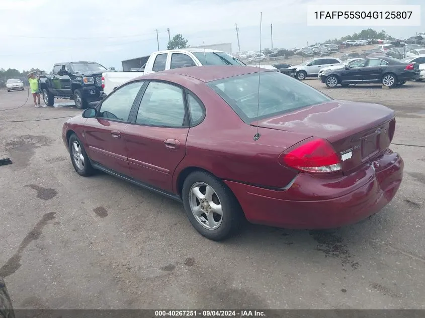 2004 Ford Taurus Ses VIN: 1FAFP55S04G125807 Lot: 40267251