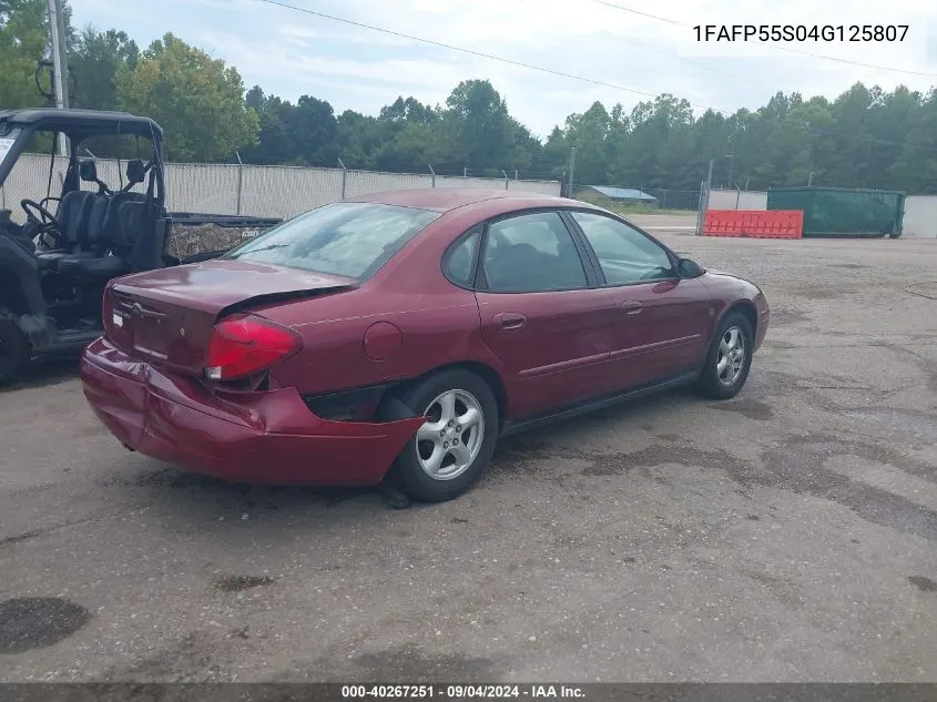 2004 Ford Taurus Ses VIN: 1FAFP55S04G125807 Lot: 40267251