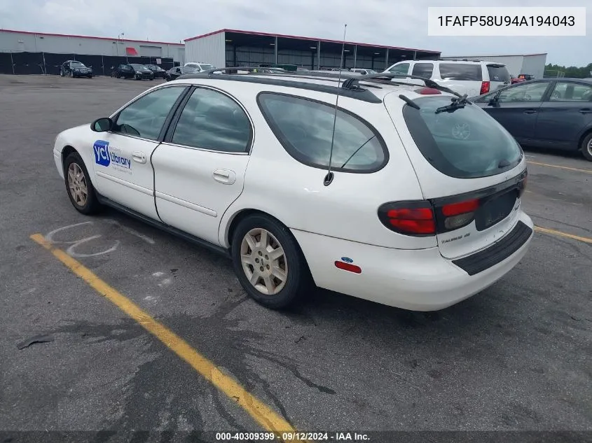 2004 Ford Taurus Se VIN: 1FAFP58U94A194043 Lot: 40309399