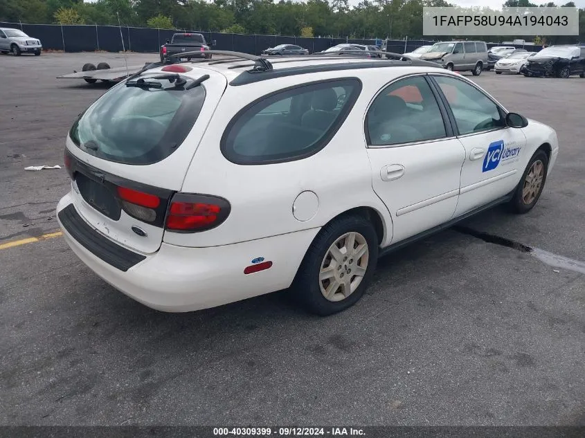 2004 Ford Taurus Se VIN: 1FAFP58U94A194043 Lot: 40309399