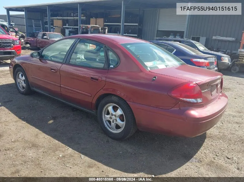 2004 Ford Taurus Ses VIN: 1FAFP55U94G151615 Lot: 40315168