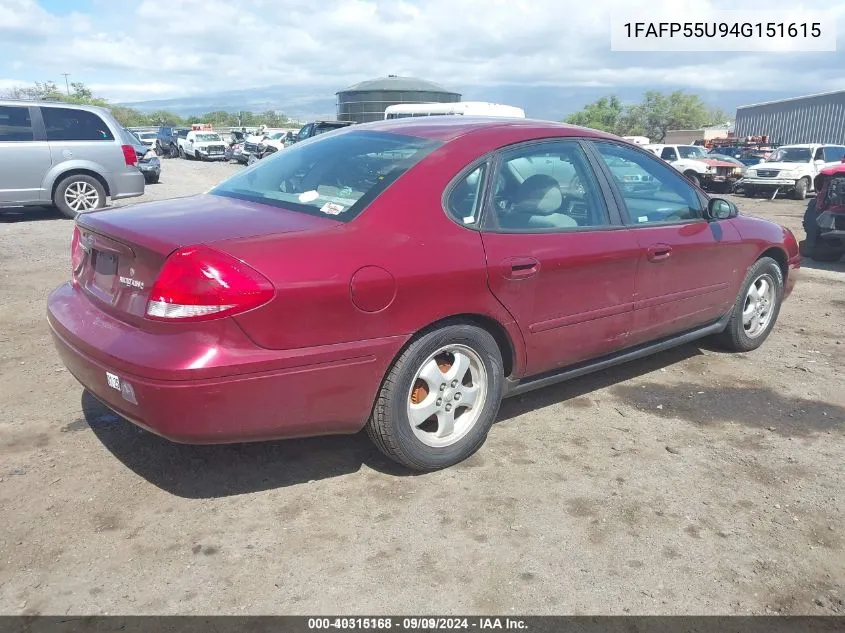 2004 Ford Taurus Ses VIN: 1FAFP55U94G151615 Lot: 40315168