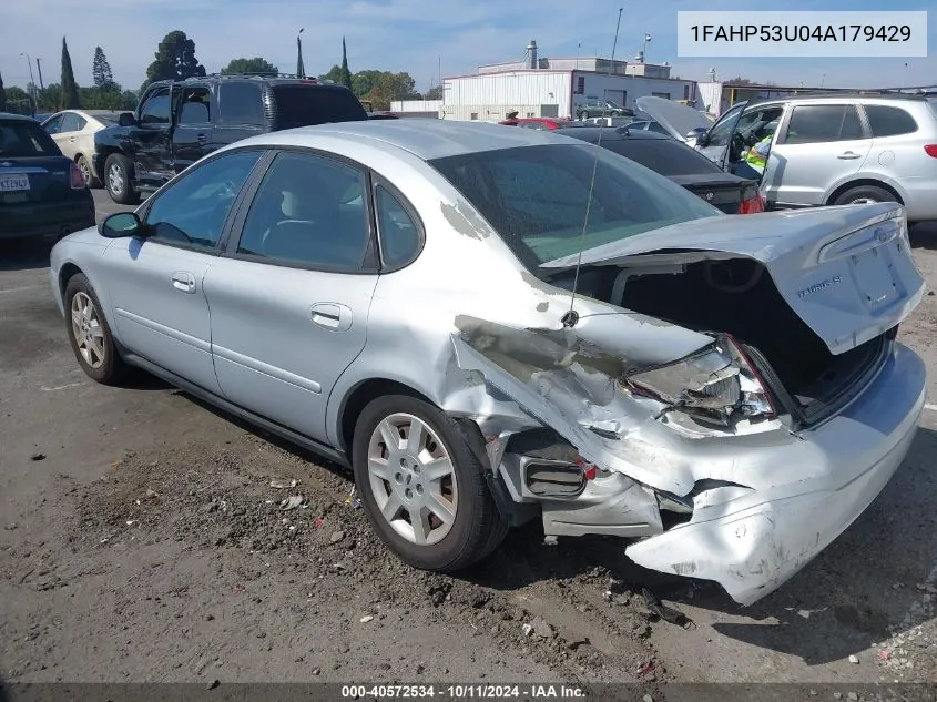 2004 Ford Taurus Se VIN: 1FAHP53U04A179429 Lot: 40572534