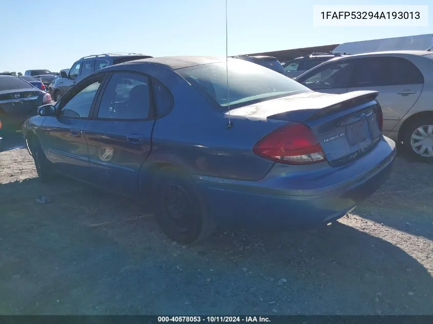 2004 Ford Taurus Se VIN: 1FAFP53294A193013 Lot: 40578053