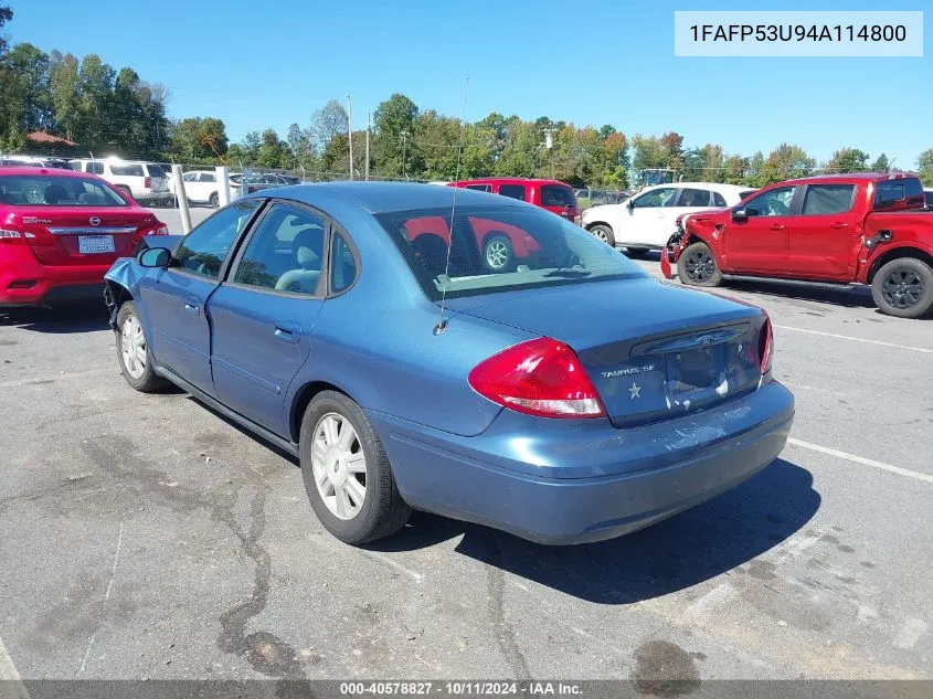 2004 Ford Taurus Se VIN: 1FAFP53U94A114800 Lot: 40578827