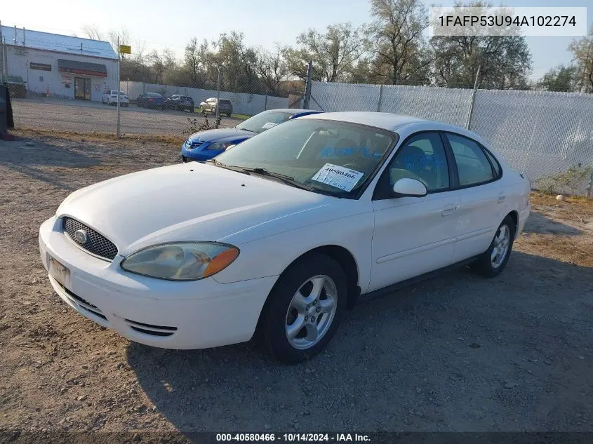 2004 Ford Taurus Se VIN: 1FAFP53U94A102274 Lot: 40580466