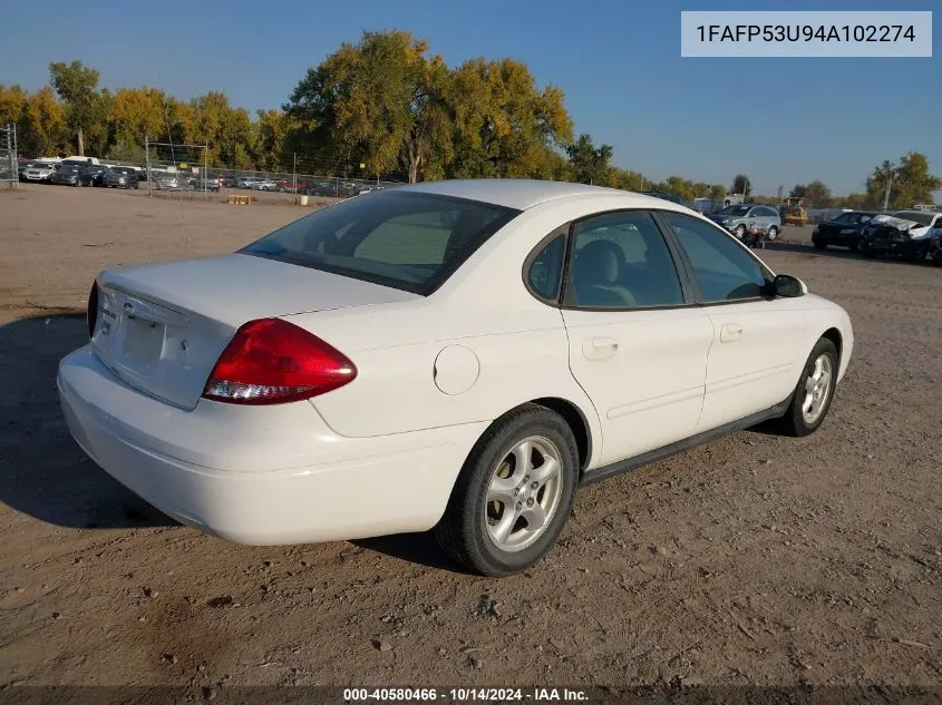 2004 Ford Taurus Se VIN: 1FAFP53U94A102274 Lot: 40580466